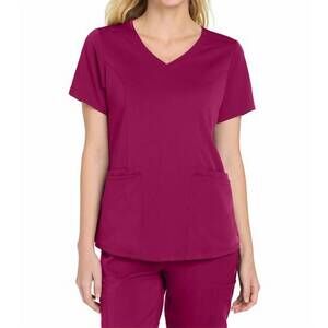 NEW WINK premiere flex mock wrap top in wine